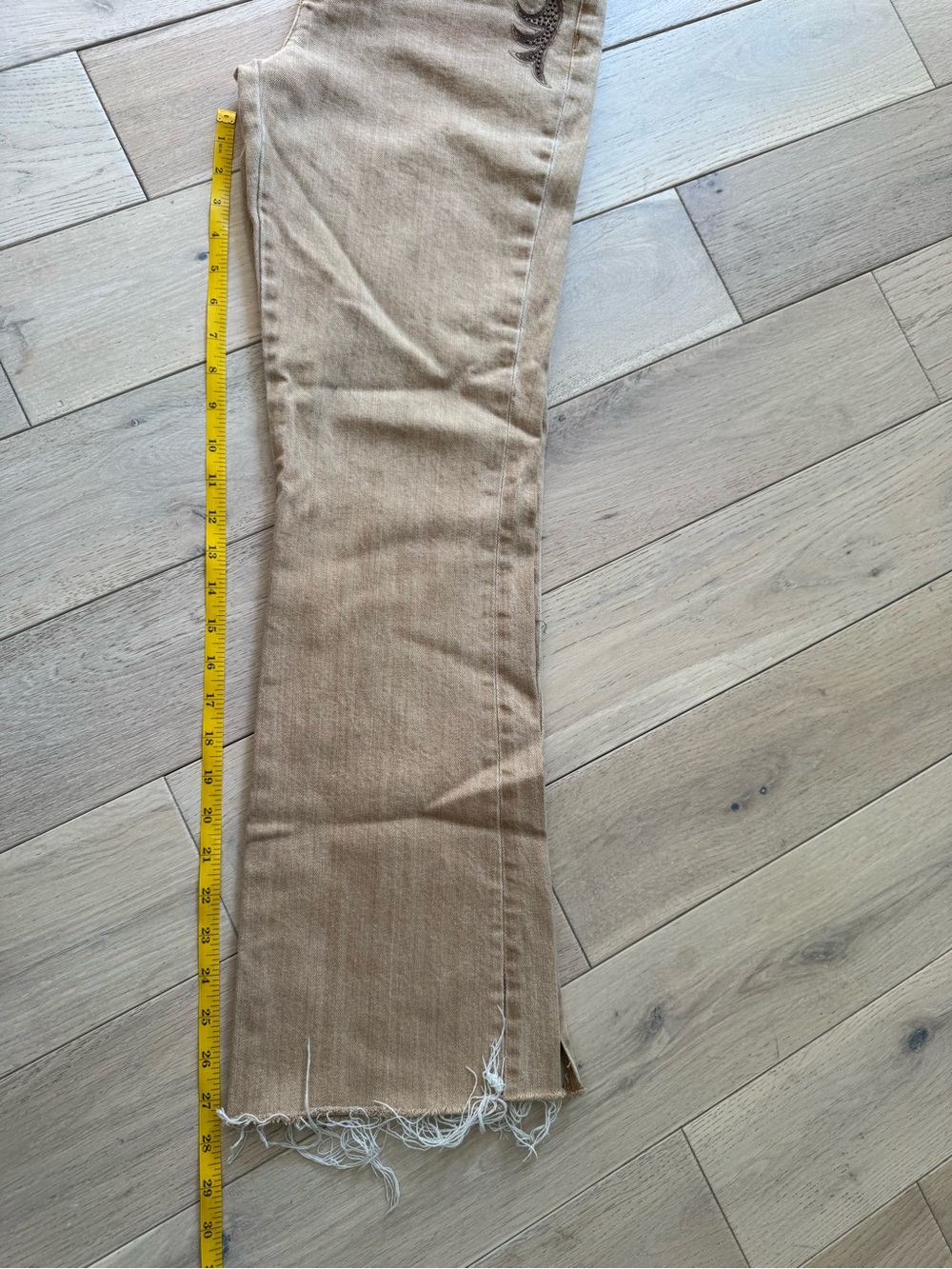 Women’s Tan Embroidered Jeans - Stylish Casual Fit - Picture 10 of 10